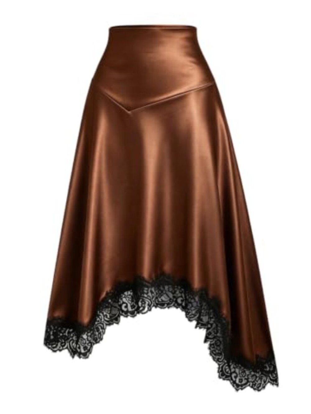 Satin A-Line Long Skirt High Waisted Asymmetrical